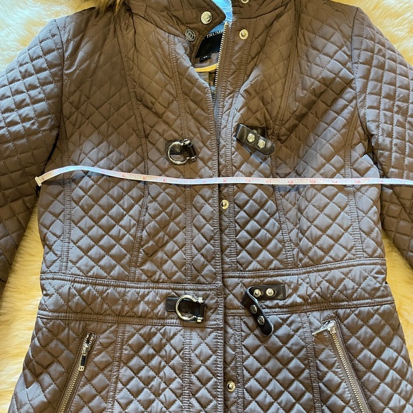 Ivanka Trump Brown Polyester Faux Fur Hood Zip Quilted Hooded Jacket Coat - Picture 4 of 16